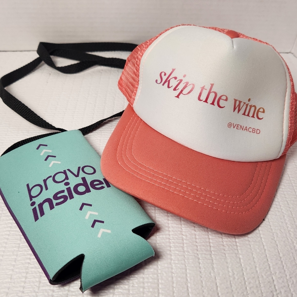 Vena trucker hat and BravoCon hanging beer coozie